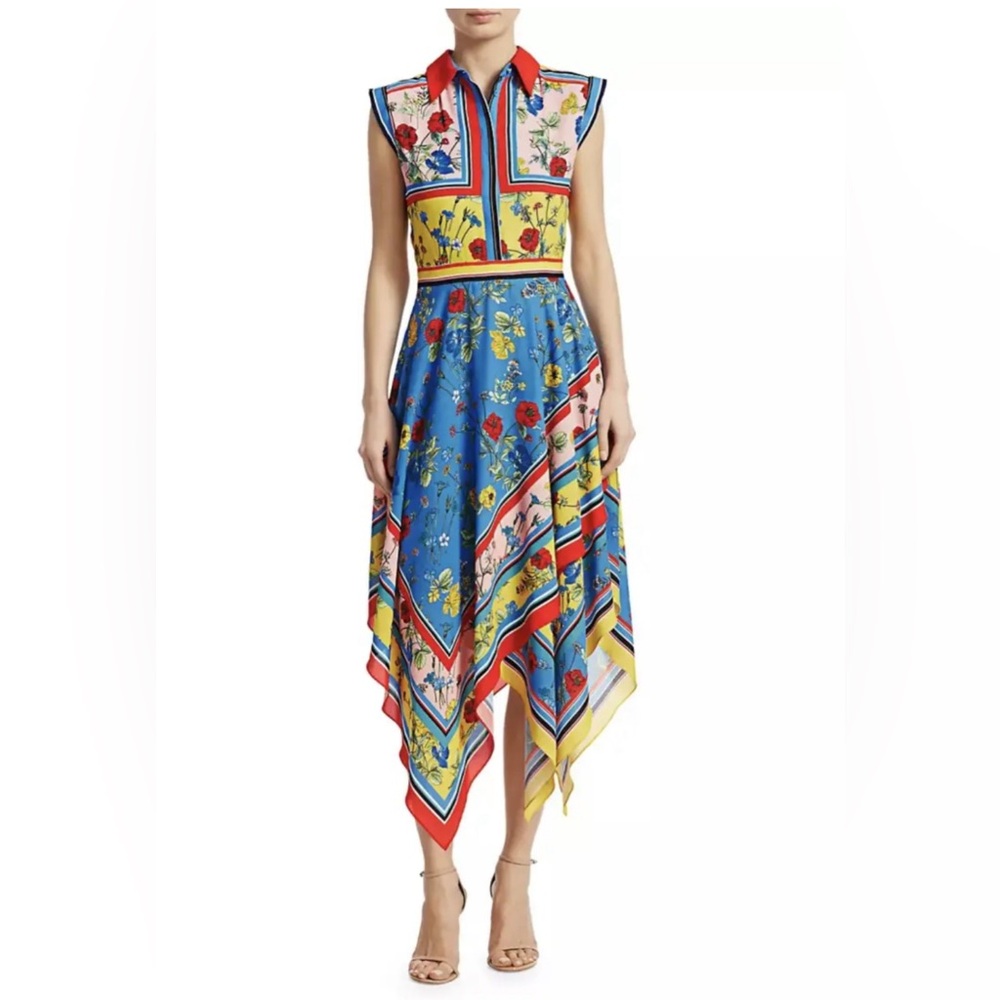 Alice Olivia Farrah collared handkerchief dress